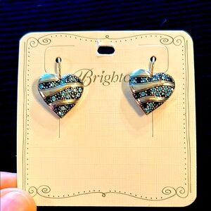 Brighton Silver and Blue Heart Earrings